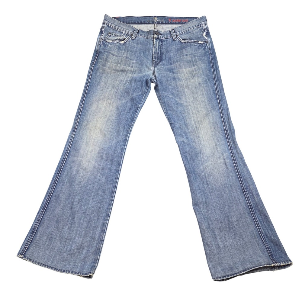 7 For All Mankind A Pocket Bootcut Jeans Mens 34 Blue Slim Fit Premium Denim USA